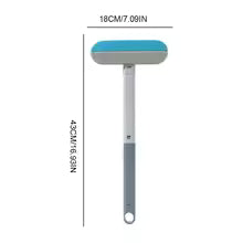 3 in 1 Long Handle Pet Hair & Fur Remover Brush - Manual Tool for Furniture, Carpet, Window - Cat & Dog