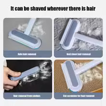 3 in 1 Long Handle Pet Hair & Fur Remover Brush - Manual Tool for Furniture, Carpet, Window - Cat & Dog